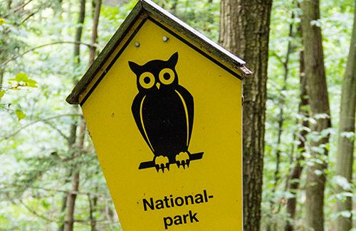 Schild im Wald Nationalpark Kellerwald-Edersee