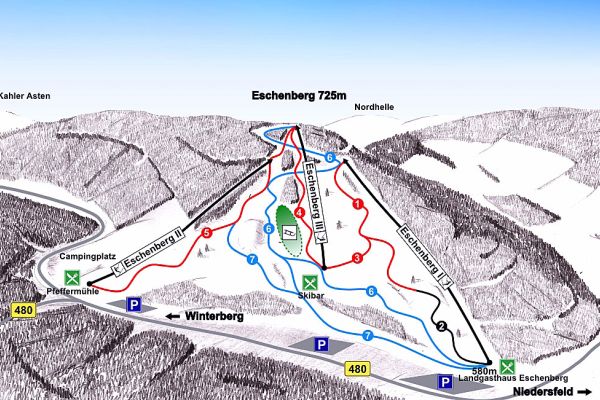 Pistenplan Eschberglifte Niedersfeld/Winterberg