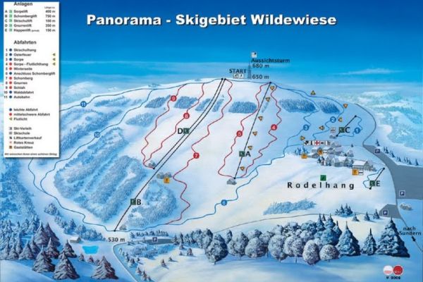 Skigebied Wilde-Wiese bij Sundern pistekaart