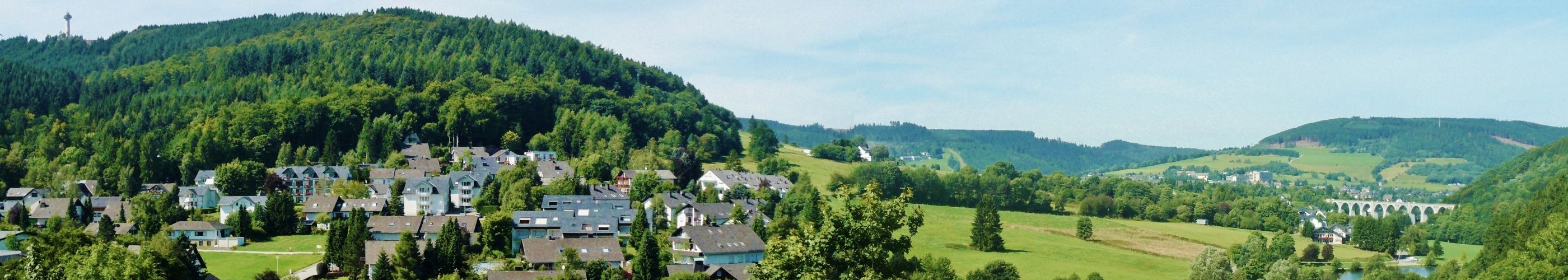 Ferienwohnungen im Stryck mit Viadukt und Strycksee in Willingen