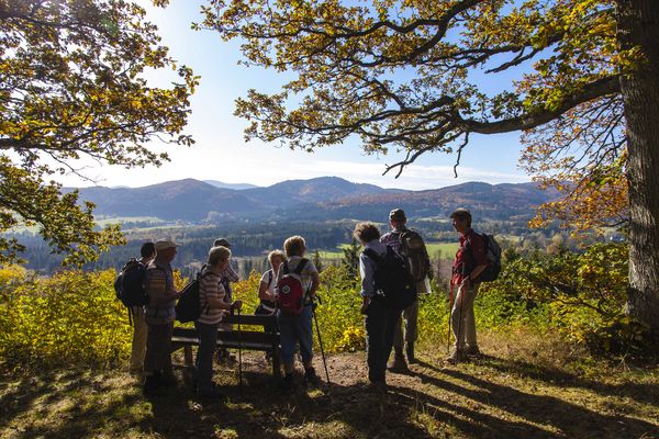 Blick auf die Bedebacher Bucht Blick von Sauerland-Wanderer auf die Bedebacher Bucht